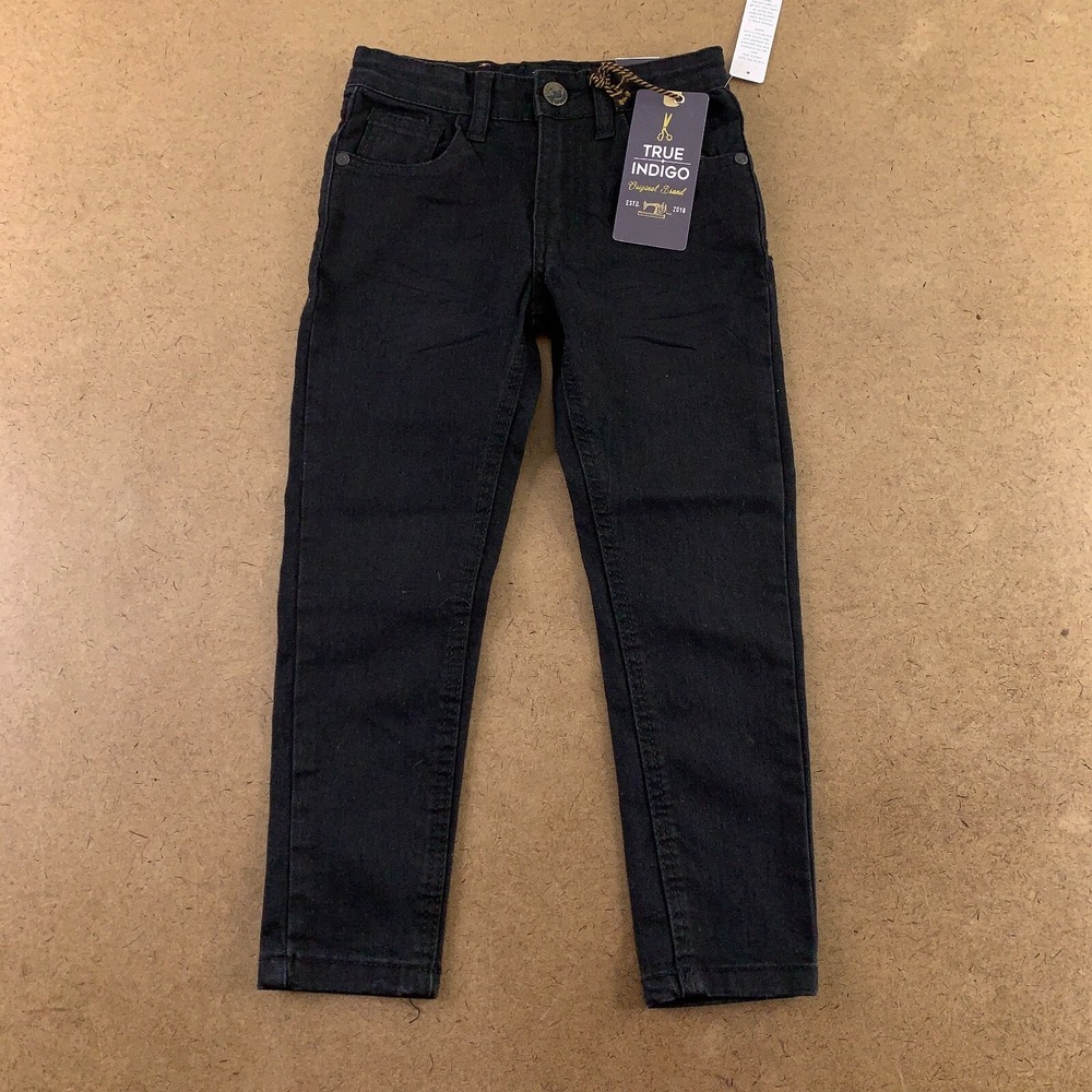 True Indigo Boys Size 4 Black Stretch Denim Skinny Jeans NWT